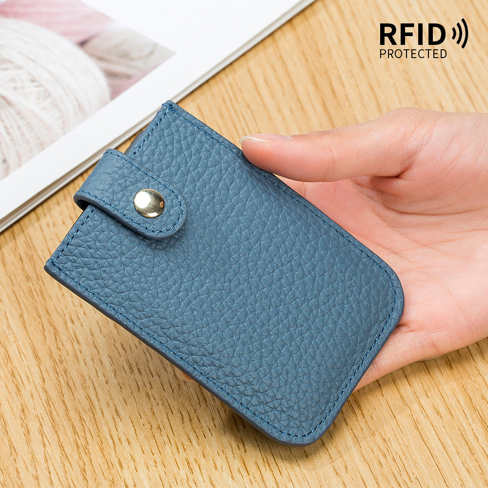 Women's Laminated Pull-out Genuine Leather Portable Compact Card Holder