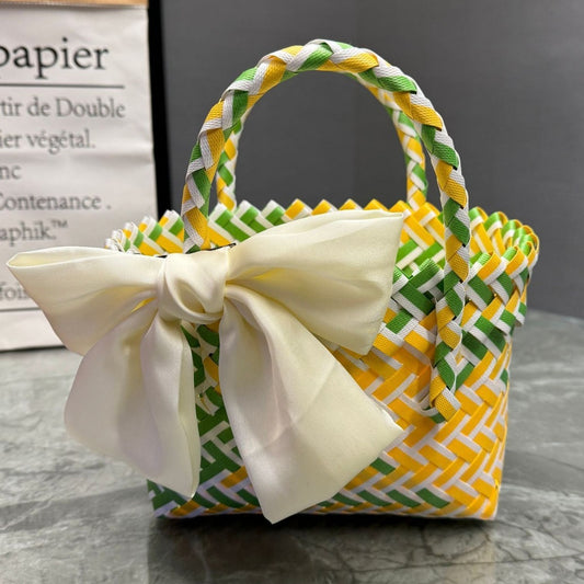 Women's Plastic Woven Knitted Basket Hand Gift Handbags