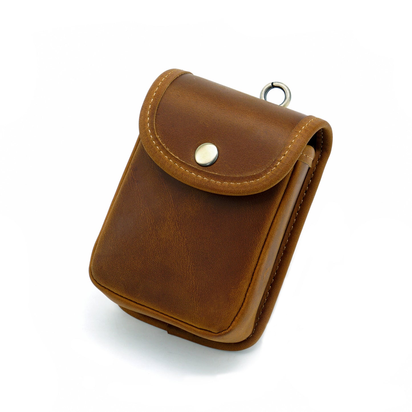 Men's Cowhide Crazy Horse Leather Mini Cigarette Retro Men's Waist Packs