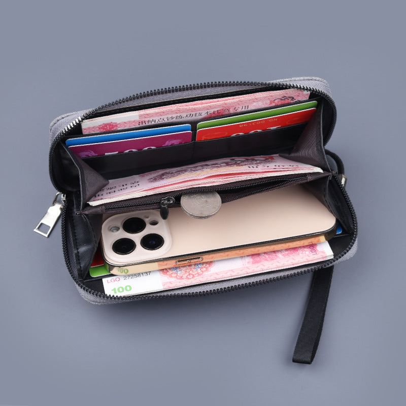 Men's Canvas Long Clutch Zipper Mobile Large Men's Wallets