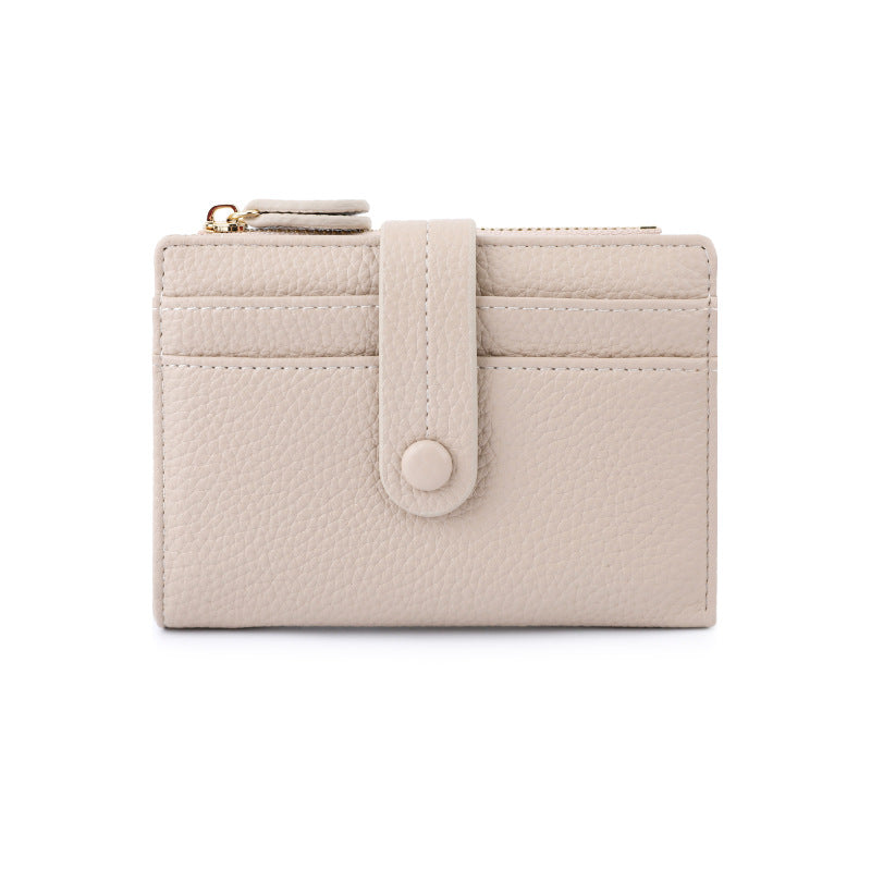 Women's Swiping Multiple Slots Short Lychee Pattern Ladies Wallet