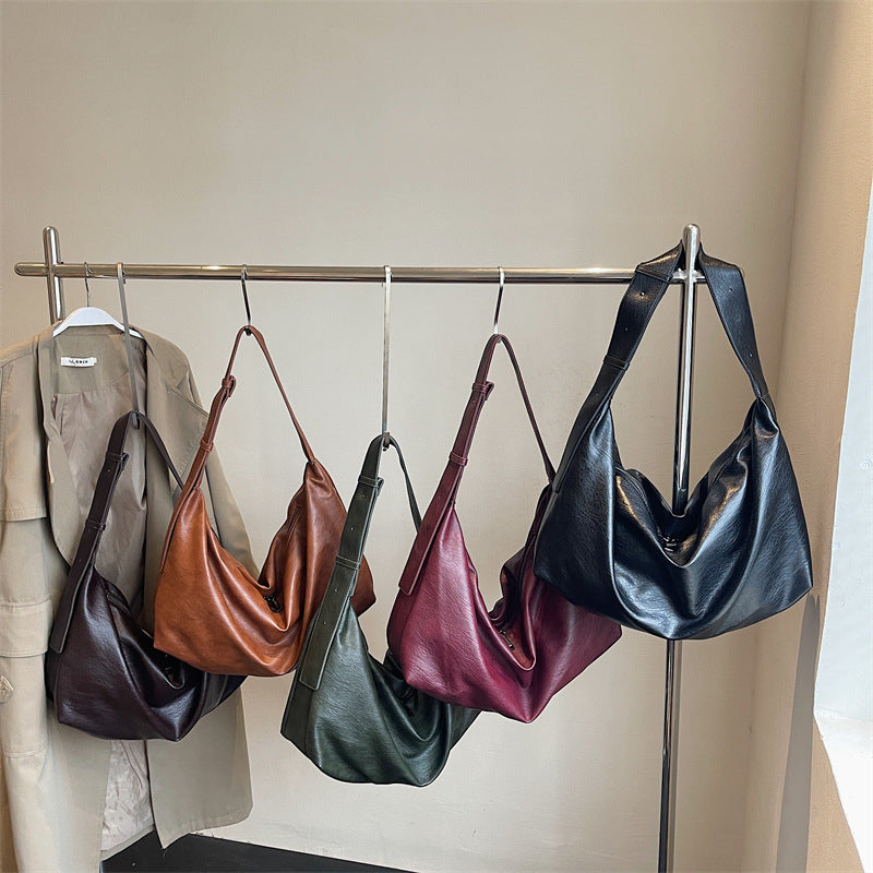 Fashion Soft Leather Simple Solid Color Leisure Women's Shoulder Bag