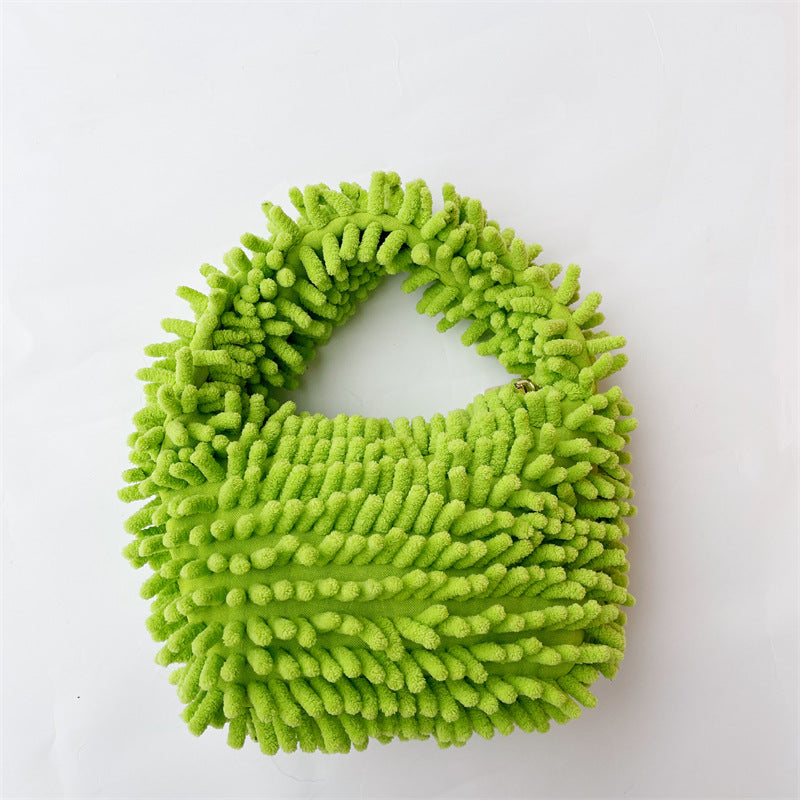 Plush Candy Color Lunch Box Cute Fashion Cotton Handbags