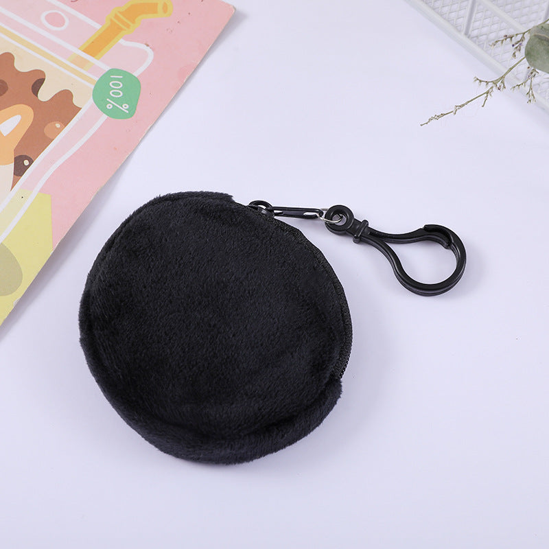 Plush Zipper Round Mini Cute Storage Coin Purses