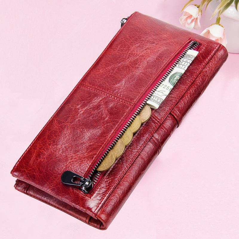 Women's Angel Fashion Cowhide Long Female Genuine Ladies Wallet