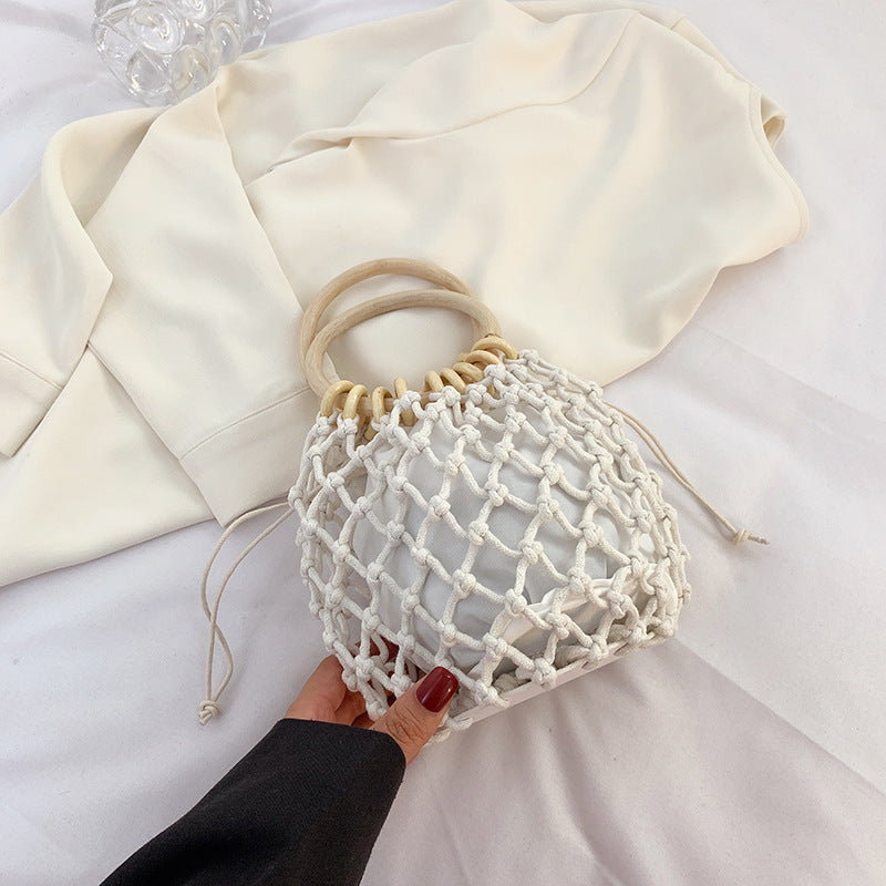 Women's Inner Handmade Drawstring Straw Fresh Knitted Handbags