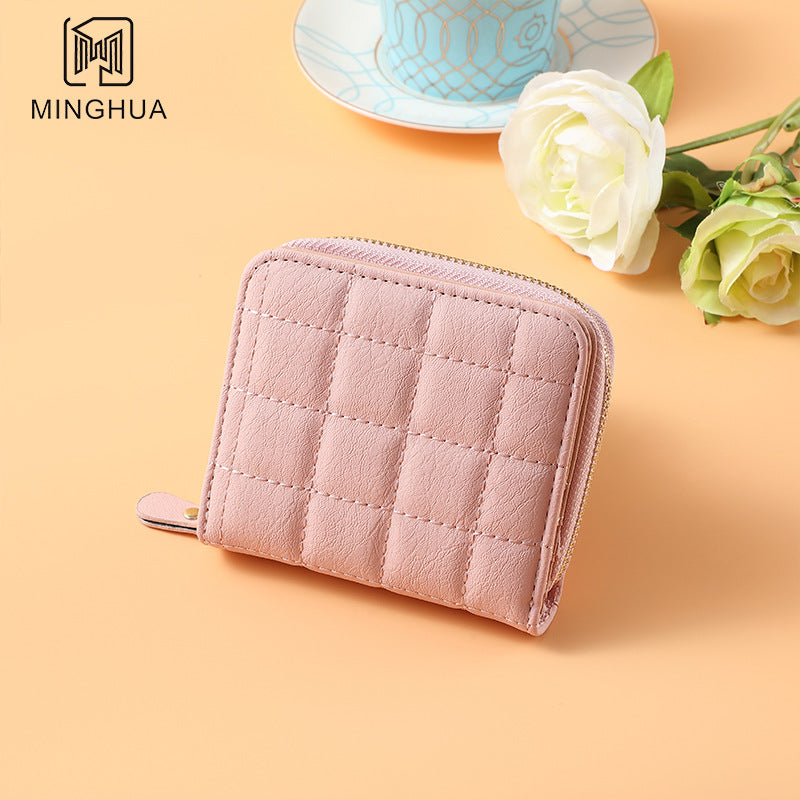 Women's Solid Color Summer Zipper Short Card Holder