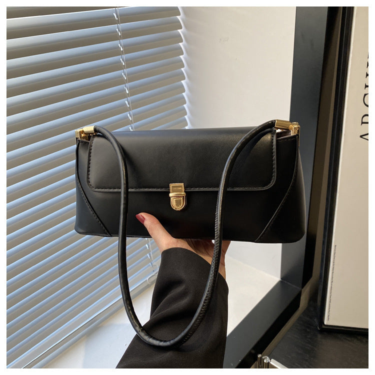 Women's Large Capacity French Solid Color Single Lock