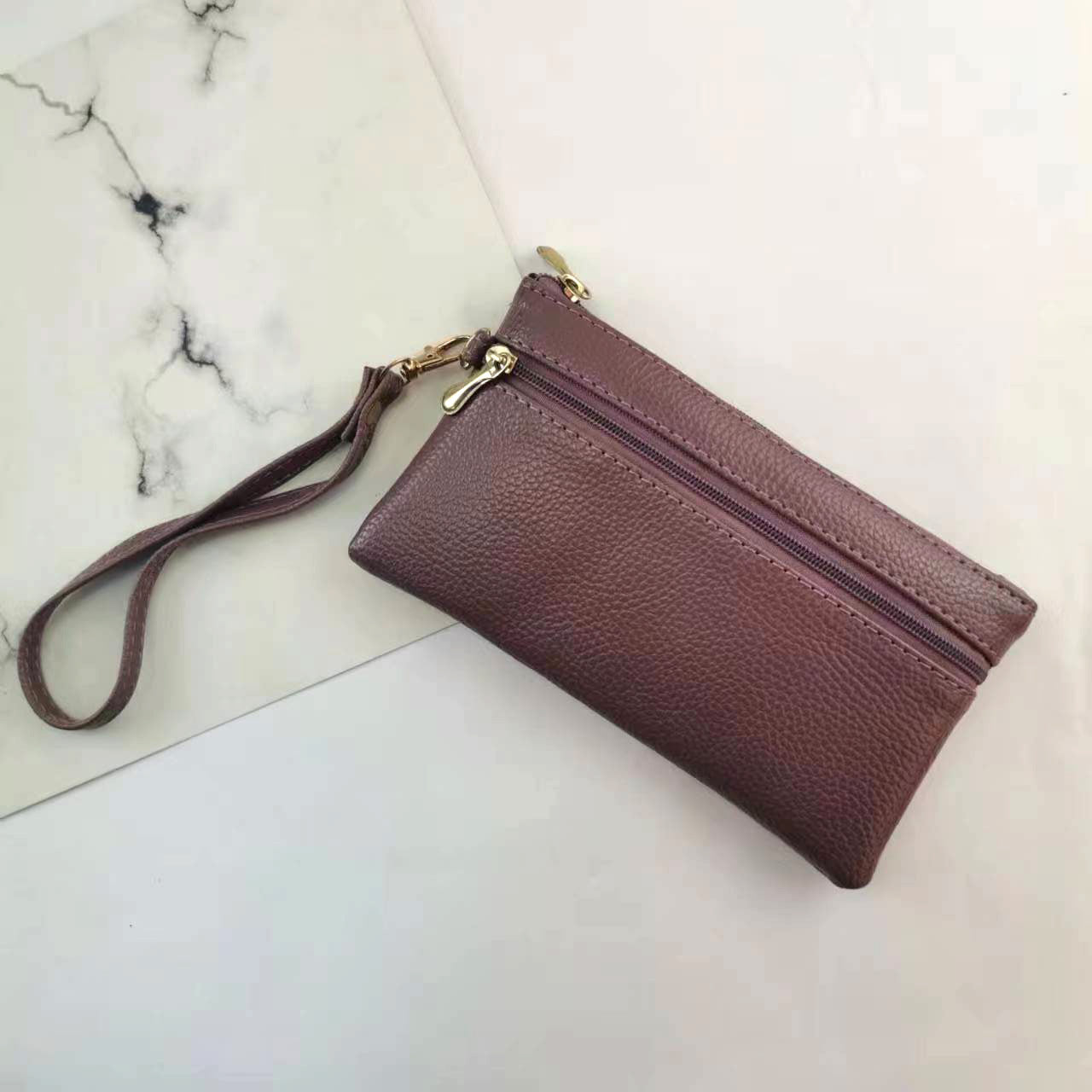 Women's Mini Zipper Lychee Pattern Short Coin Purses