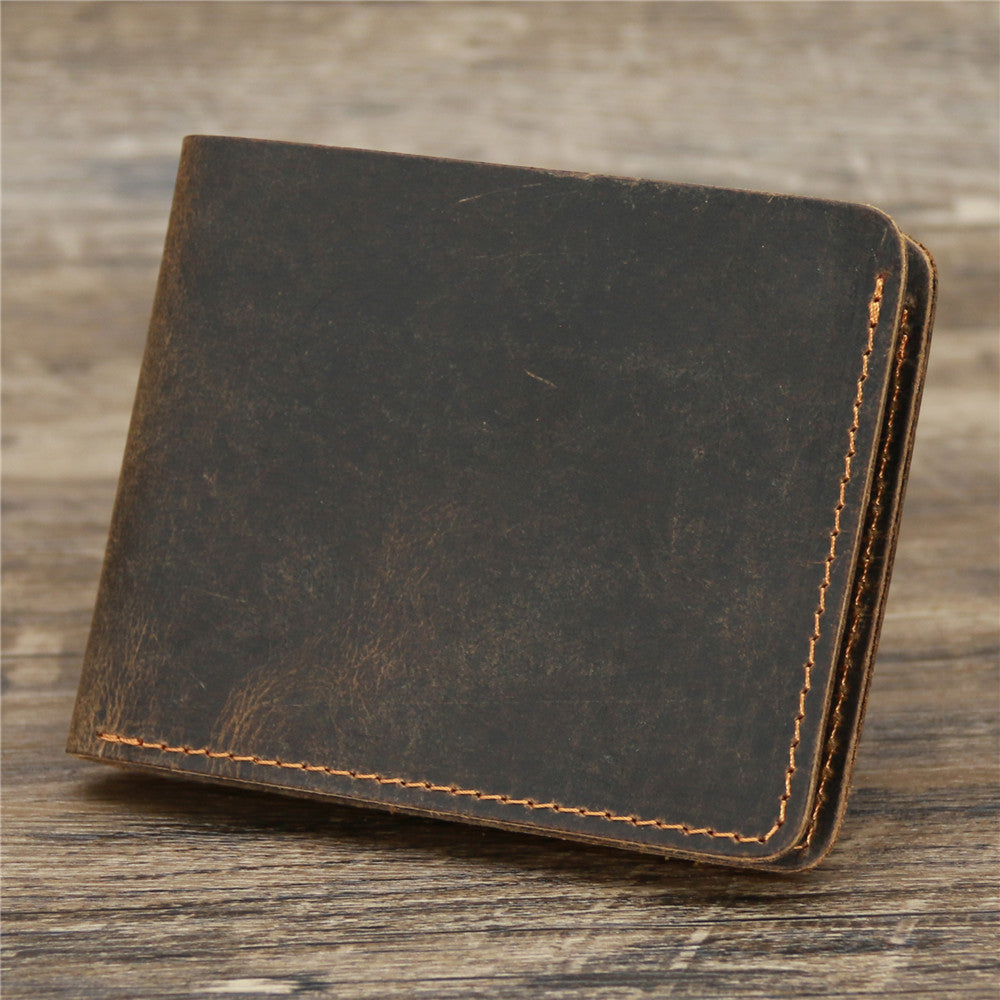 Men's Crazy Horse Leather Genuine Simple Retro Card Holder
