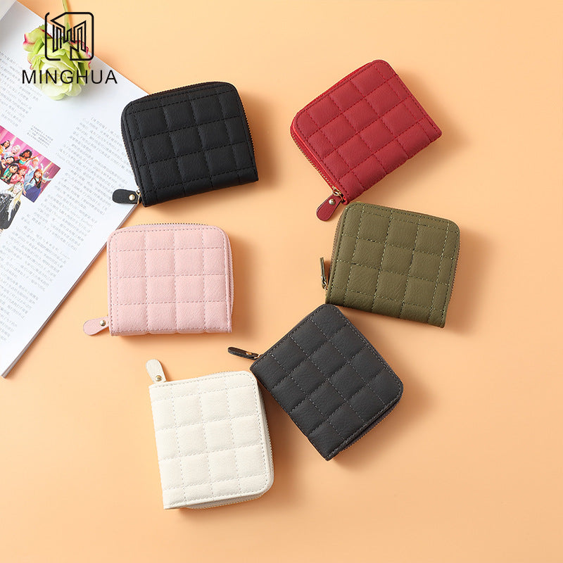 Women's Solid Color Summer Zipper Short Card Holder