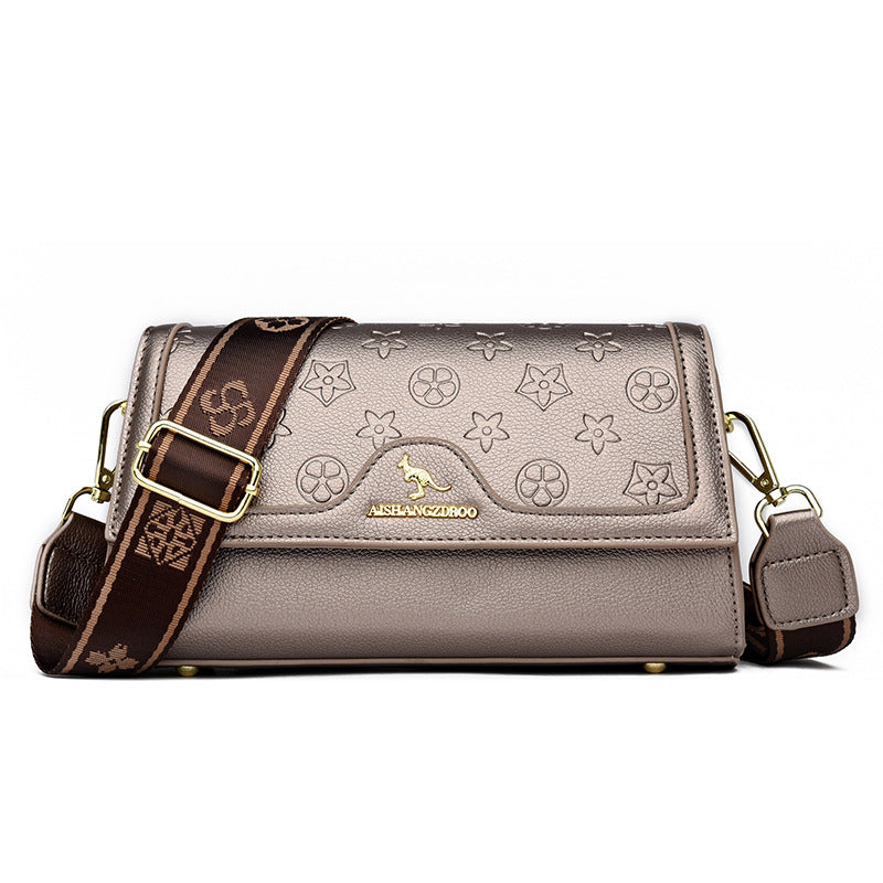 Women's Fashion Simple Portable Embossed Soft Leather Women's Shoulder Bag