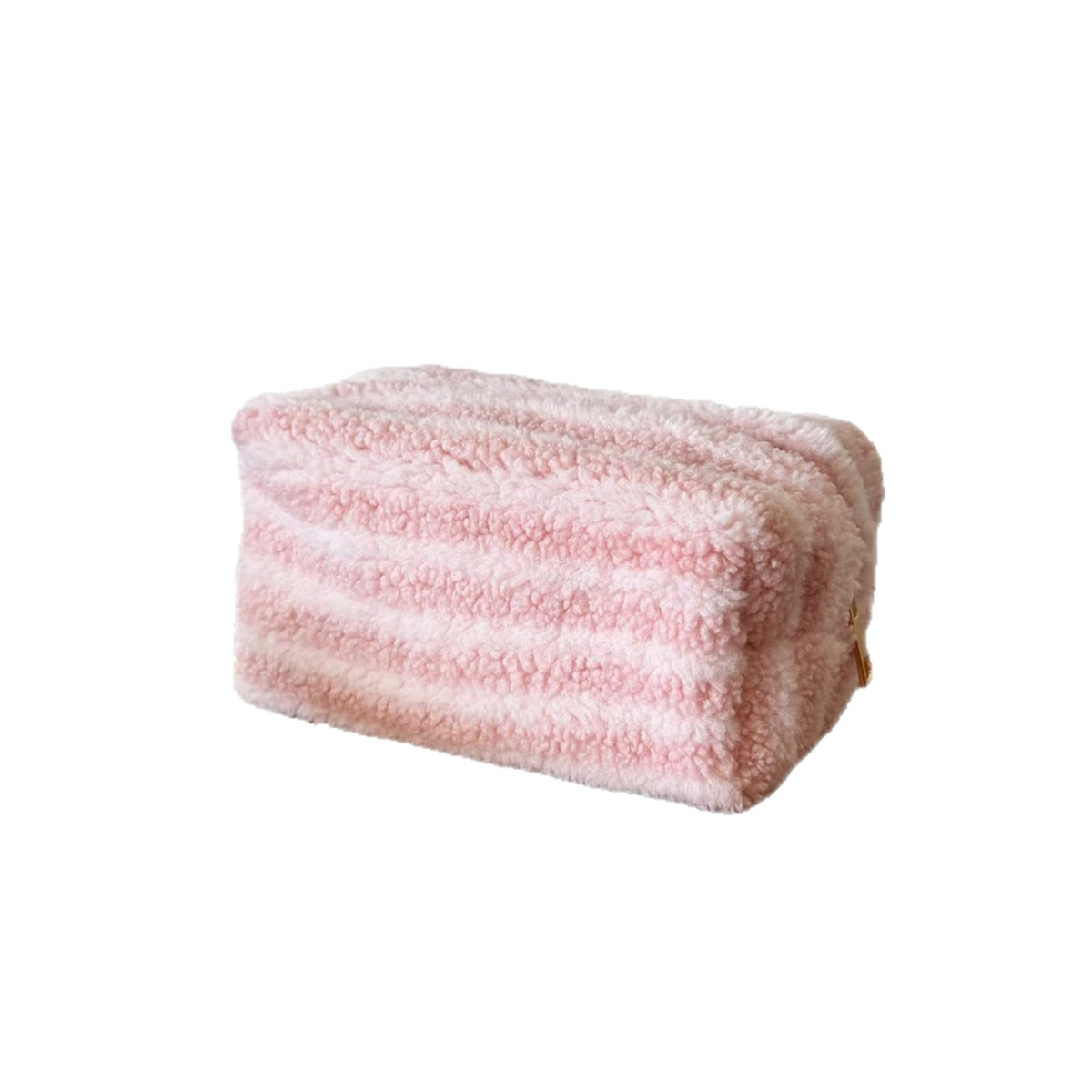 Plush Contrast Color Stripe Large Capacity Pillow Fresh Portable Storage Cosmetic Bags