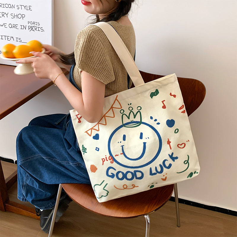 Women's Canvas Large Capacity Korean Style Commuter Women's Shoulder Bag