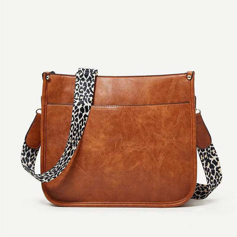 Women's Fashion Leopard Print Ribbon Large Capacity Women's Messenger Bag