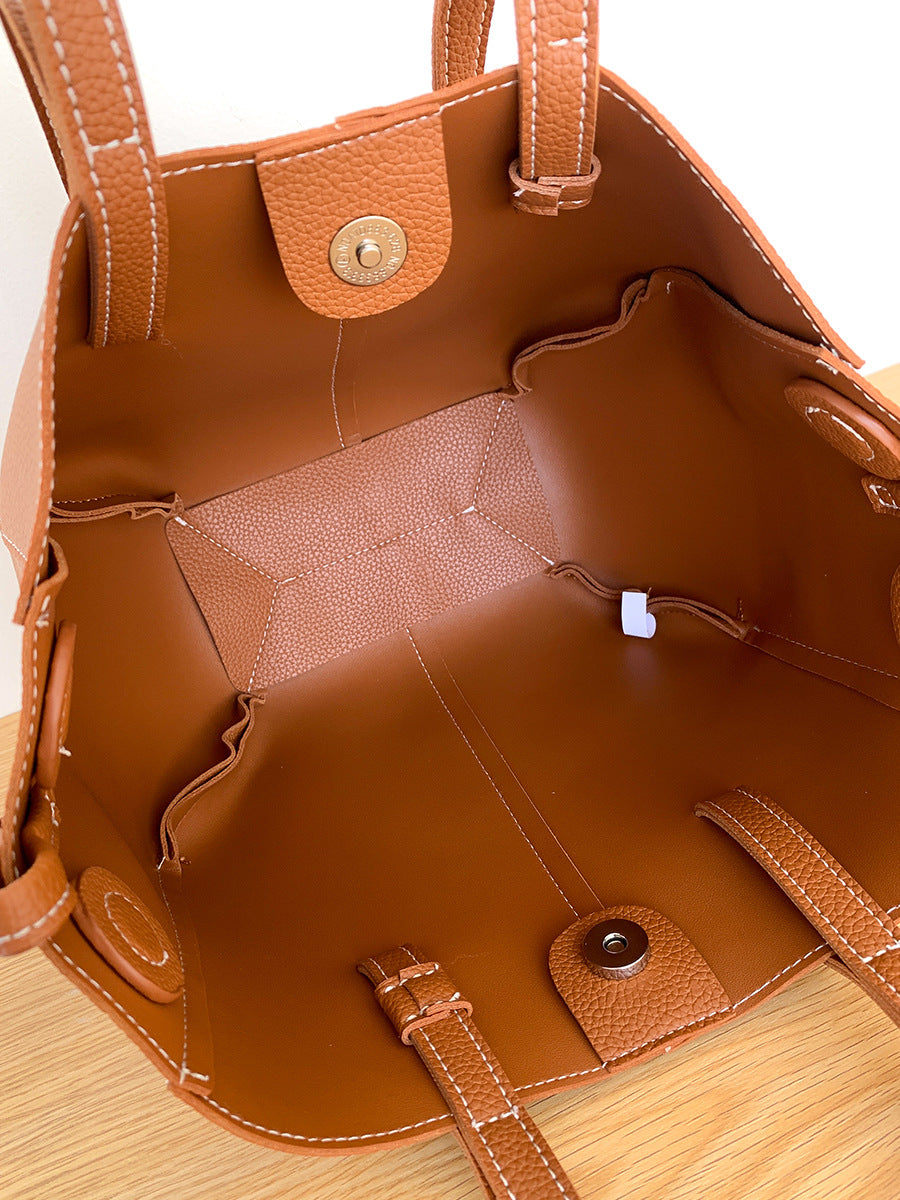 Women's Leather Portable Large Capacity Trendy Fashion Niche Handbags