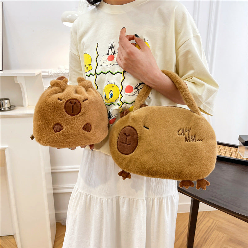 Women's Unique Plush Doll Heart Portable Crossbody Bags