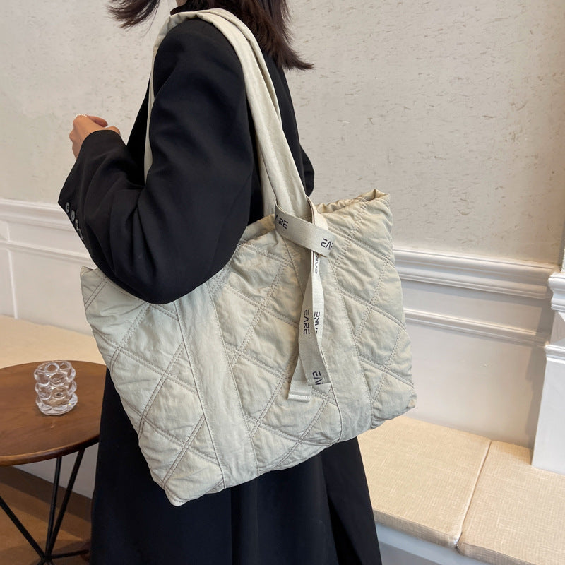 Women's Down Rhombus Large Capacity Class Tote Bags