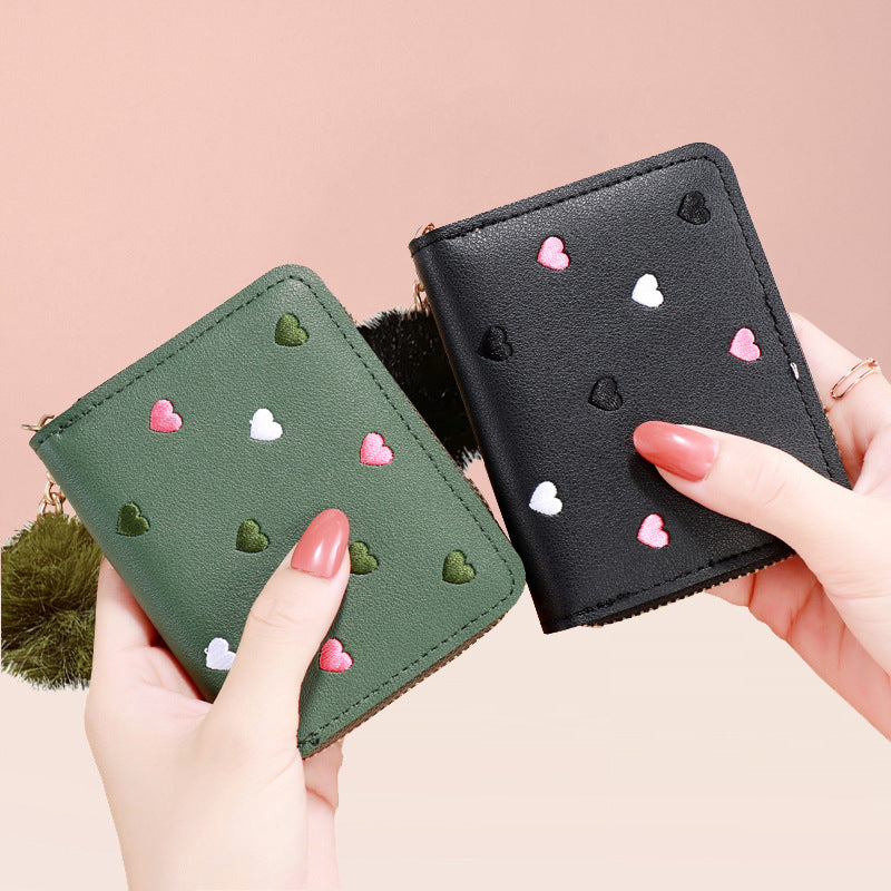 Zipper Short Exquisite Love Cute Heart Ladies Wallet