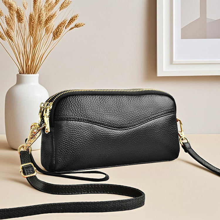 Women's Leather Mobile Hand Carrying Double Compartment Purses