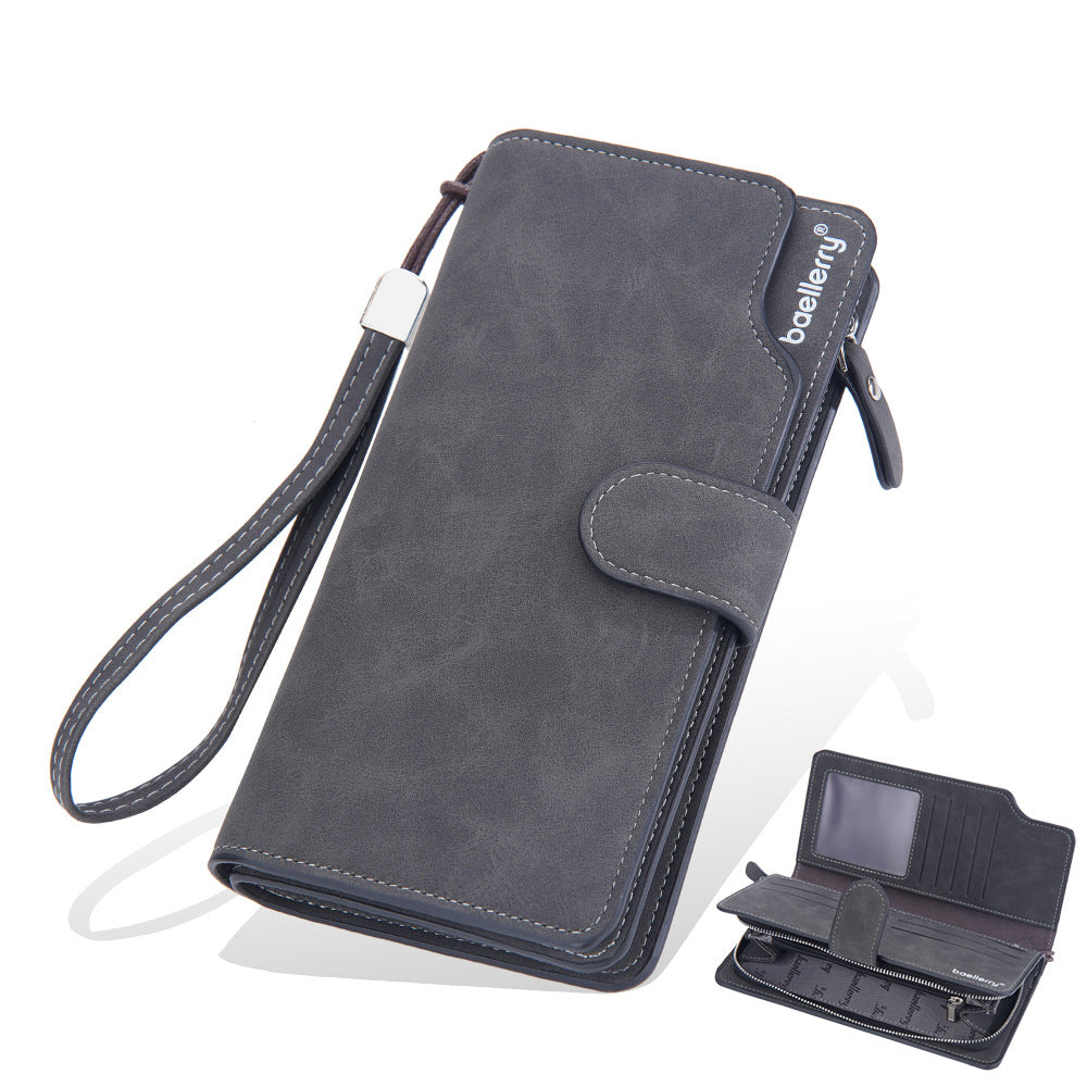 Men's Clutch Matte Leather Multiple Slots Zipper Men's Wallets