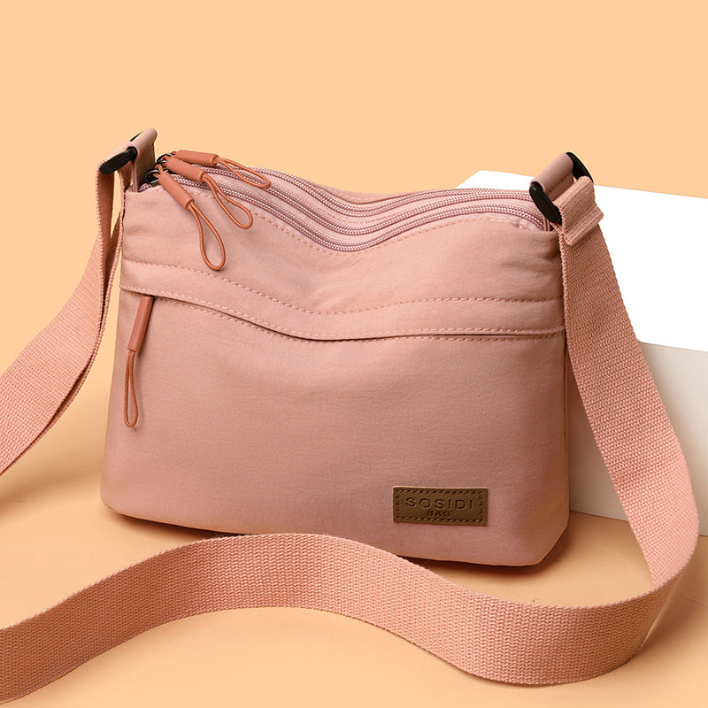 Women's Simple Solid Color Nylon Cloth Waterproof Portable Bags