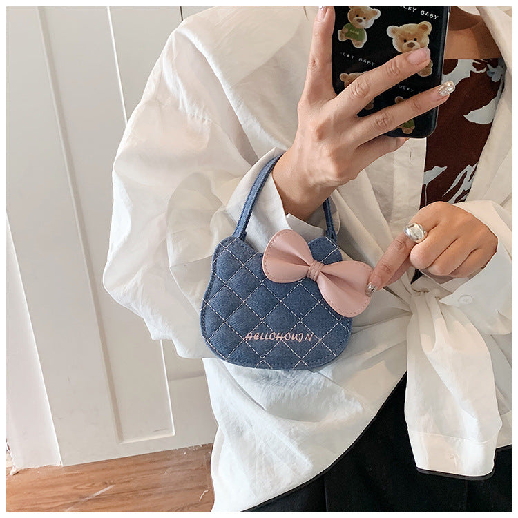 Children's Kitten Head Western Style Rhombus Sweet Women's Shoulder Bag