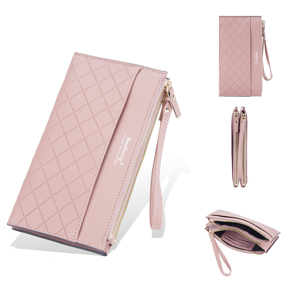 Women's Long Double Zip Clutch Mobile Card Holder