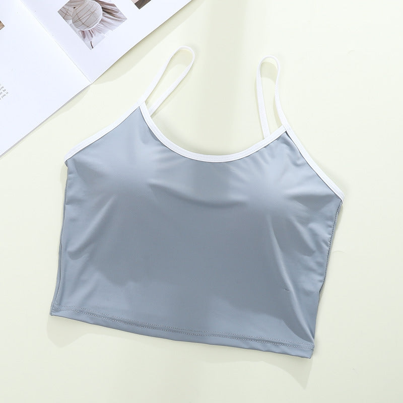 Women's Ice Ribbon Chest Pad Backless Base Tanks Camis