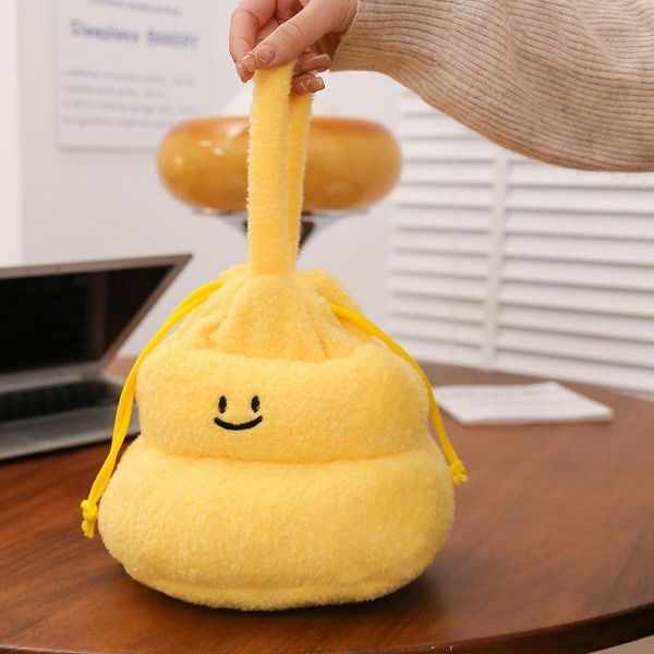 Portable Plush Female Cute Funny Niche Drawstring Cake Handbags