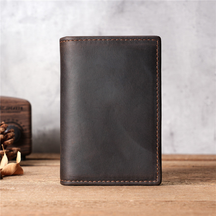 Men's Cattlehide Leather Surface Crazy Horse Large Card Holder