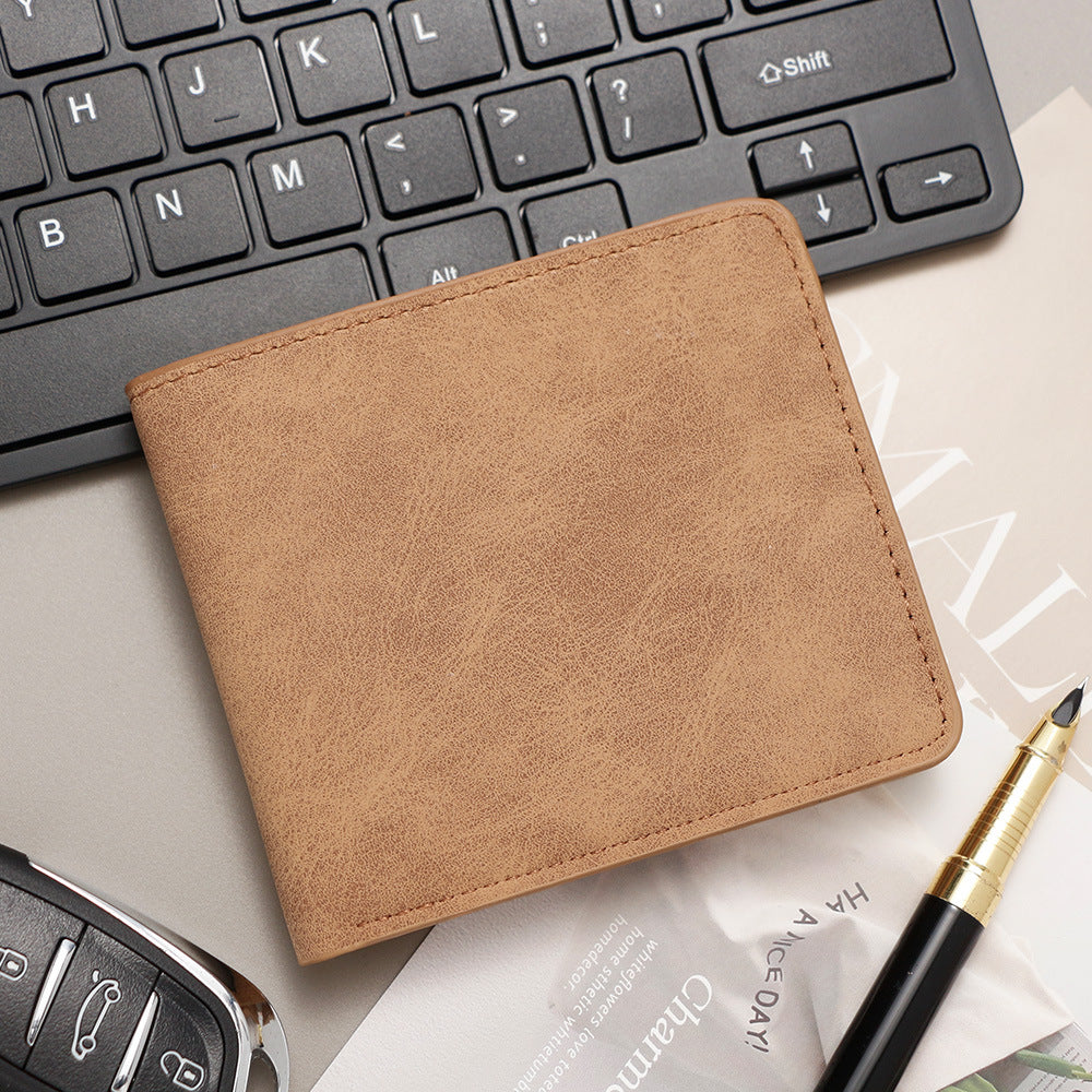 Men's Style Short Solid Color Simple Thin Card Holder