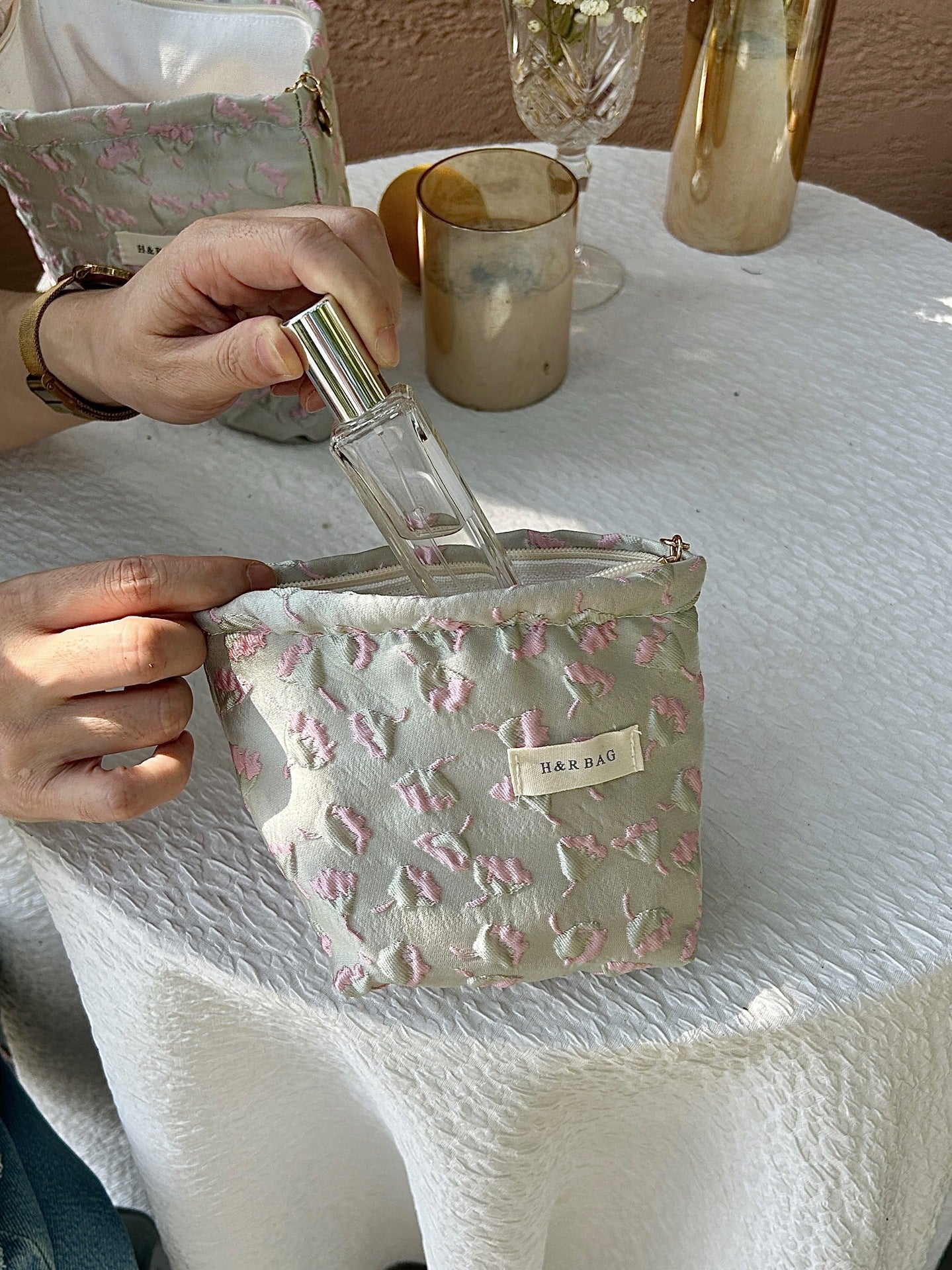 Casual Fresh Yarn-dyed Large Capacity Buggy Cosmetic Bags