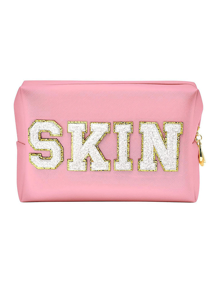 Towel Embroidery Letter Octagonal Storage Portable Cosmetic Bags