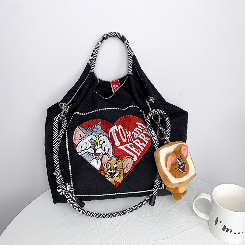 Authorized Embroidered Shopping Female Cartoon Fashion Portable Shoulder Bags