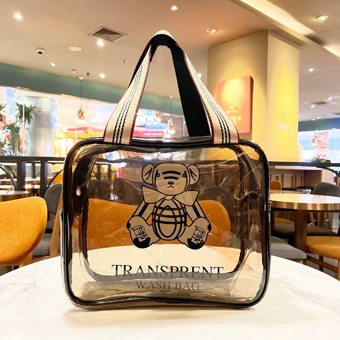 Transparent Tawny Large Capacity Waterproof Bath Fashion Workout Handbags