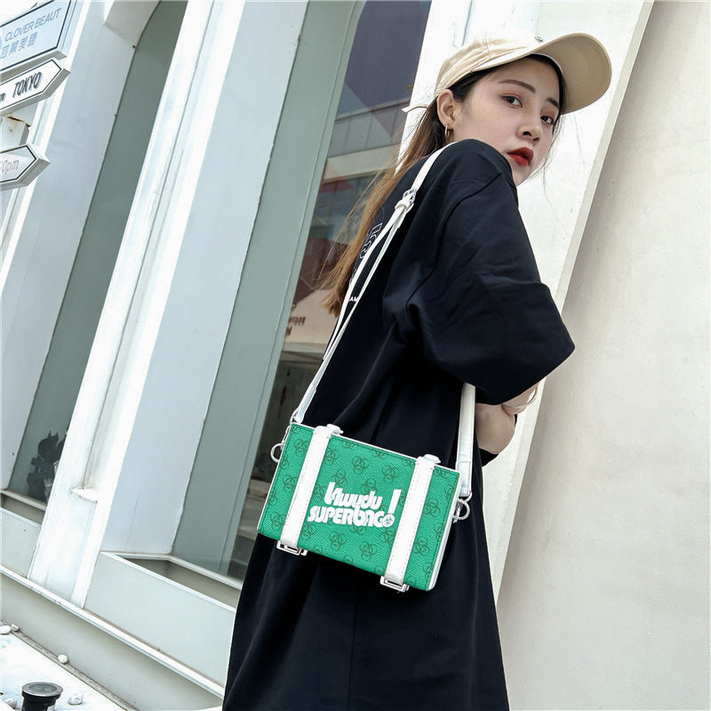 Men's Korean Style Trendy Printed Box Crossbody Bags