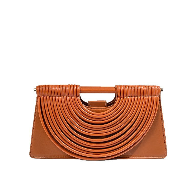 Women's Hand-woven Line Comb Design Trapezoidal Women's Messenger Bag
