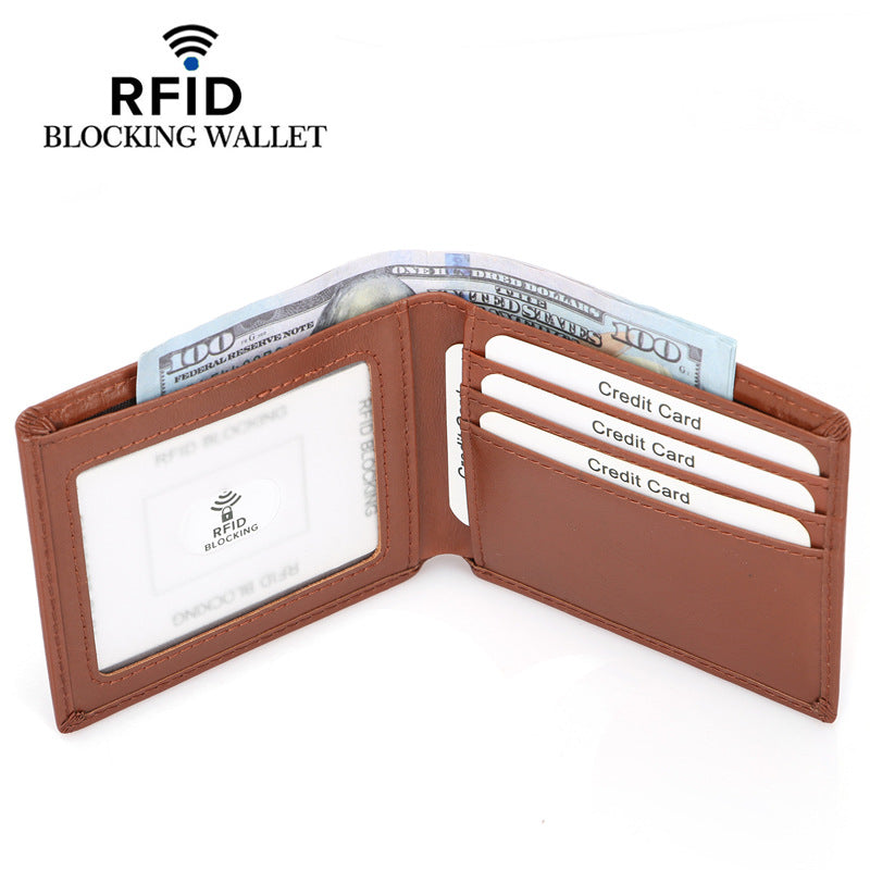 Layer Crazy Horse Skin Leather For Man Two Fold Men's Wallet