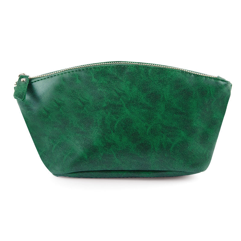 Crazy Horse Leather Large Capacity Portable Wash Makeup Bag