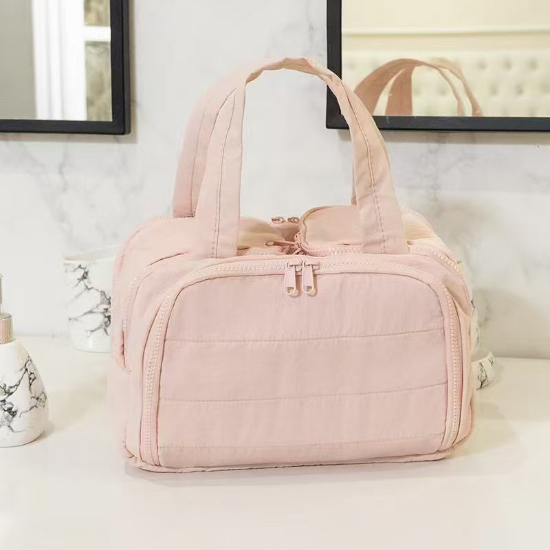 Simple Large Capacity Partition Layered Wash Portable Cosmetic Bags