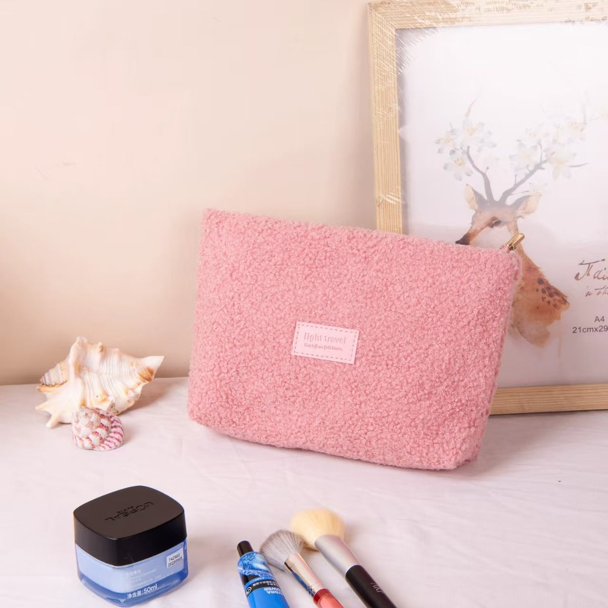 Plush Nordic Portable Skin Care Toiletry Storage Cosmetic Bags