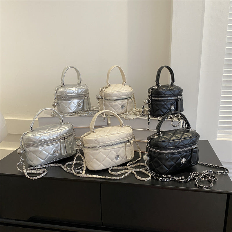 Women's Simple Rhombus Chain Portable Box Textured Bags