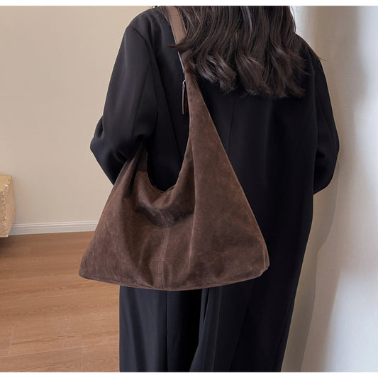 Women's Capacity Autumn Versatile Retro Frosted Texture Shoulder Bags