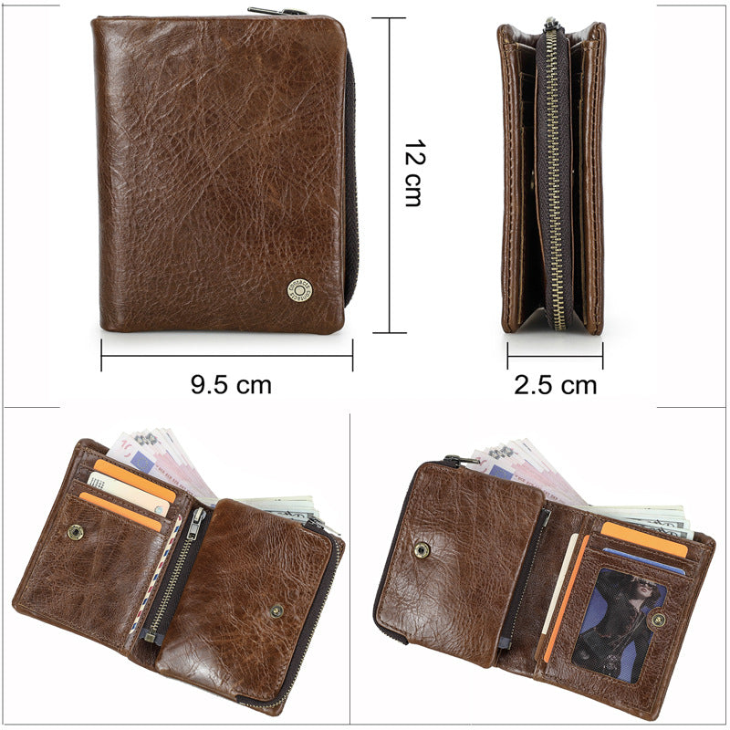Men's First Layer Cowhide Swiping Fashion Detachable Men's Wallets