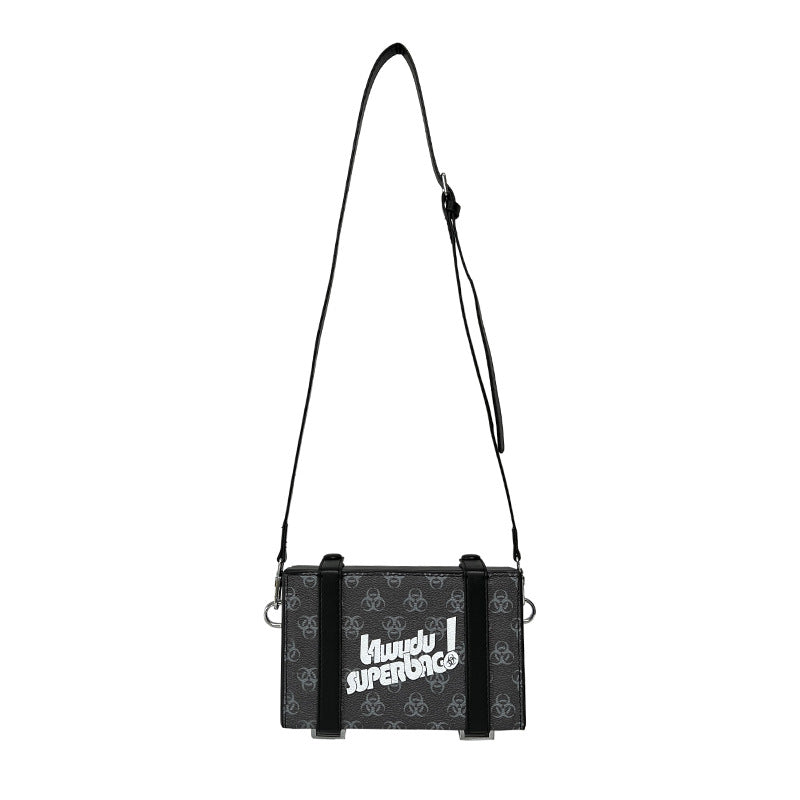 Men's Korean Style Trendy Printed Box Crossbody Bags