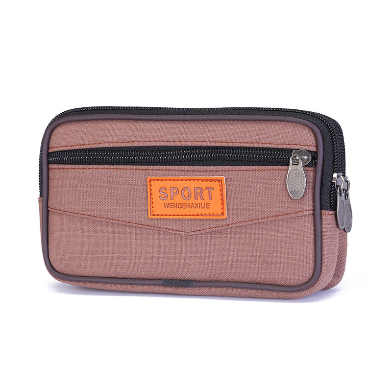 Women's & Men's & Canvas Zipper Running Cell Construction Men's Waist Packs