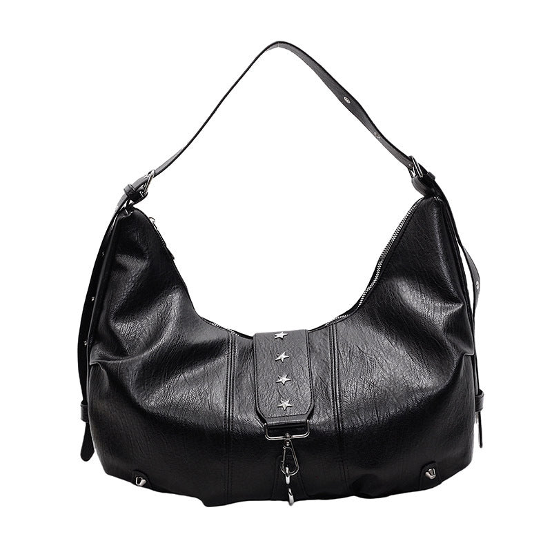 Locomotive Style Versatile Studded Large Capacity Idle Commuting High Women's Messenger Bag