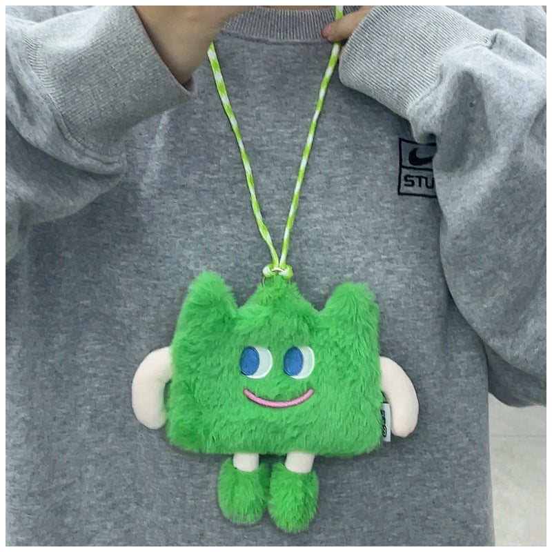 Emotional Straw Mobile Cute Plush Funny Expression Earphone Phone Bags