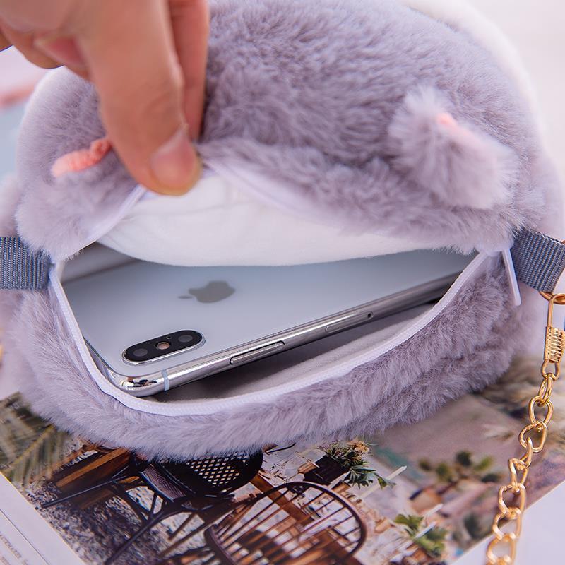 Cartoon Plush Chain Female Cute Hamster Crossbody Bags